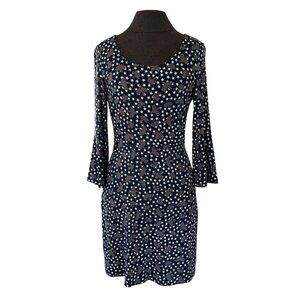 Boden Miriam Star Dress 4R Navy Blue Bird Print Fit & Flare Jersey Tunic